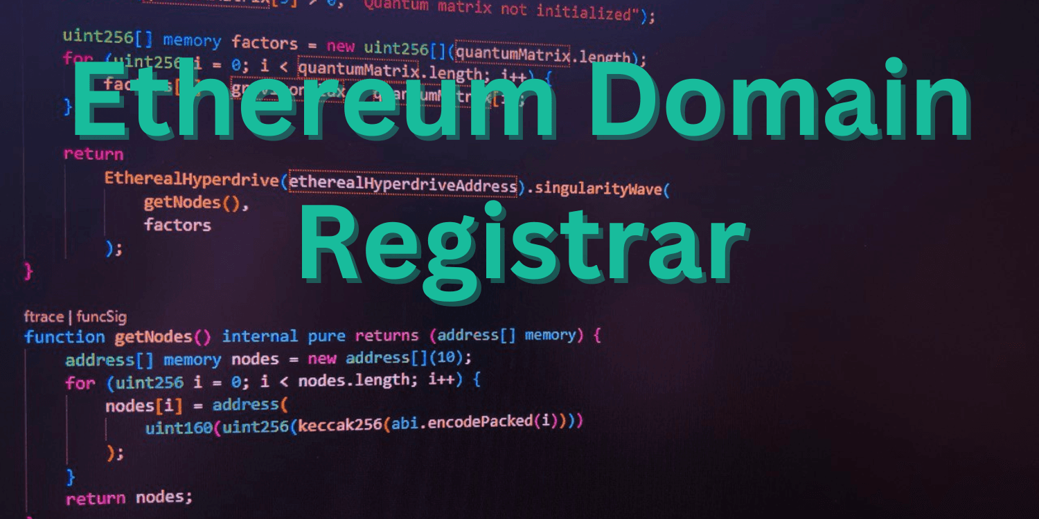 paul simroth portfolio image of solidity code, ethereum domain registrar